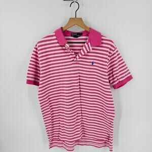 Polo Ralph Lauren Striped Polo Shirt Size L Pink White Classic Preppy Easter